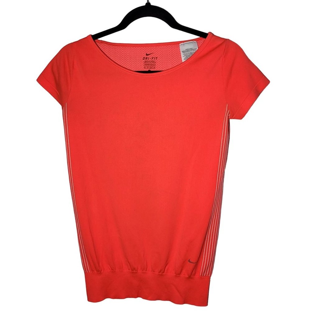 Nike Dri-Fit Womens Orange Epic Crew Training Short Sleeve Top XS Active Stretch